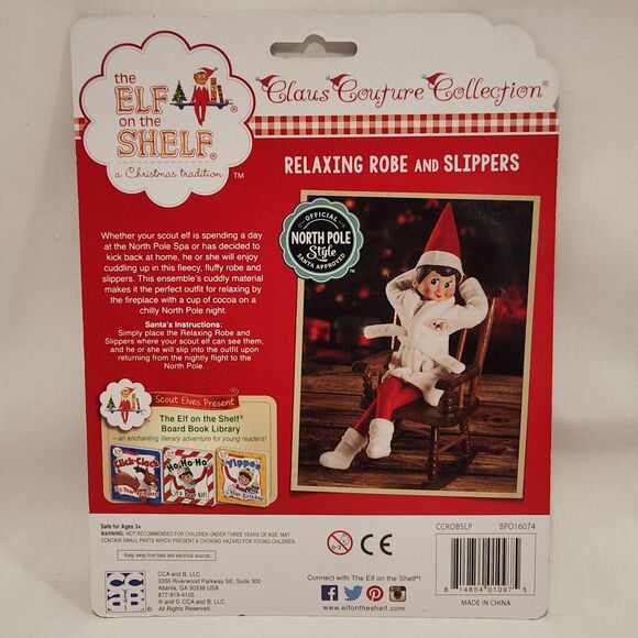 Elf On The Shelf Relaxing Robe and‎ Slippers Claus Couture *NEW* - Picture 2 of 2